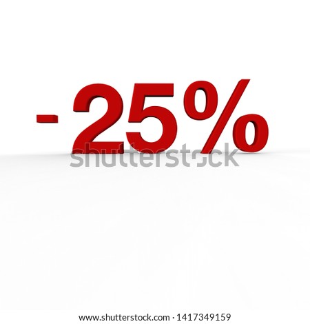 3d illustration of red numbers with percent