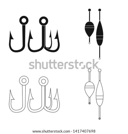 bitmap illustration of fish and fishing symbol. Set of fish and equipment bitmap icon for stock.