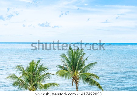 Beautiful panoramic landscape or seascape ocean with white cloud on blue sky for leisure travel in holiday vacation