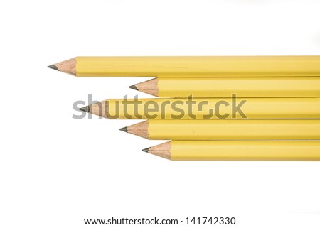 Unique arrangement of simple pencils on a white background.  Great for a back to school or office theme.