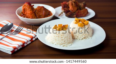 Nigeria white rice and chicken