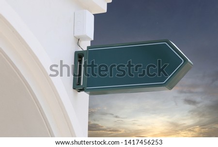 Green Blank sign on wall and have copy space to design in your work concept.