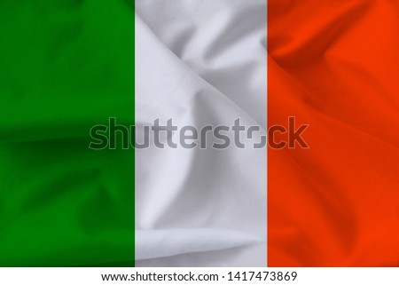 Beautiful silk flag of Ireland with soft folds in the wind