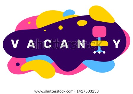 Vector creative illustration of business vacancy word typography with office arm chair icon on color background with abstract shape. Flat style design for web, site, horizontal banner, presentation