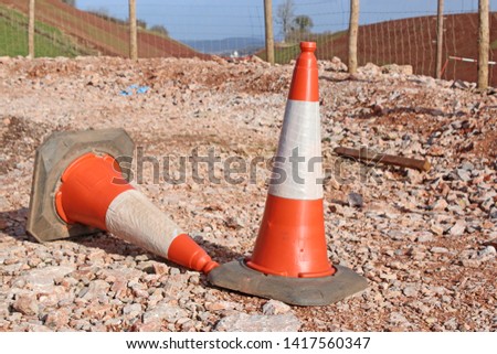 Traffic cones on a road construction site