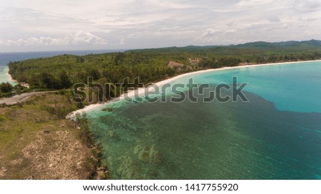 An aerial view the Tip of Borneo,Kudat,Sabah,Malaysia. This place has uniqueness and beauty like a clean beach and coral stones.