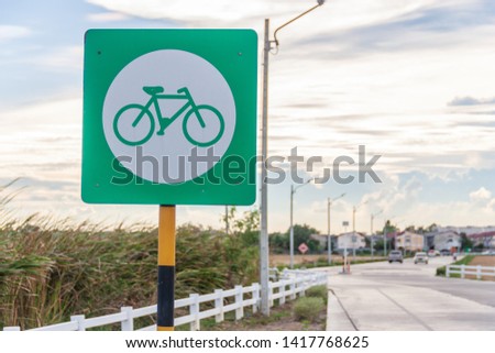 Bicycle sign, natural view Street sports