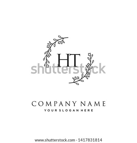 initials letter HT handwriting logo vector template