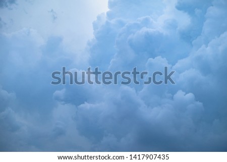 Close up clouds in blue sky before rain