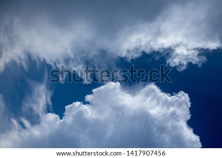 Close up clouds in blue sky before rain