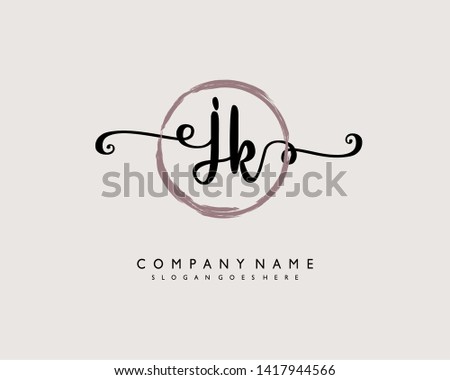initials letter JK handwriting logo vector template