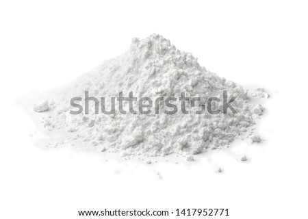 Heap of white corn starch isolated on white background Royalty-Free Stock Photo #1417952771