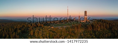 Panoramic view on the summit of the mountain Feldberg, the highest elevation of the Taunus mountains in Germany.