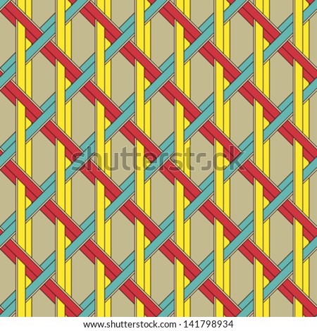Abstract colored grid weave. Seamless pattern. Vector.