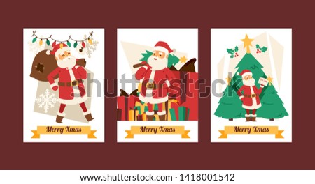 Christmas 2019 Happy New Year greeting card Santa Claus vector background banner holidays winter xmas cartoon congratulation New Year poster or web banner illustration.