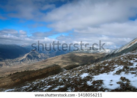 Snowy Caucasus mountains near Gergebil Village, Dagestan, Russia