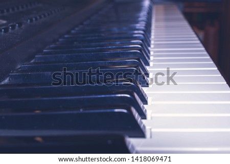 Piano keyboard background. Piano keys side view