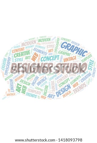 Designer Studio word cloud. Wordcloud made with text only.