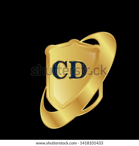 Gold shield with letter CD – Vintage luxury logo with the letter CD, Can be used for celebrations, anniversaries. Logo for your company. Victory logo for bussines. gold color 