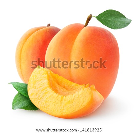 Isolated apricots. Fresh apricot fruits isolated on white background Royalty-Free Stock Photo #141813925