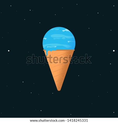 ice cream with neptune flavor. concept art if planet become a ice cream