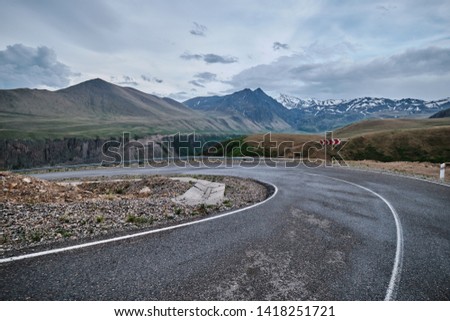 serpentine mountain road in the Caucasus mountains