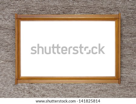 Brown with Gold wooden picture modern frame on ancient background - isolated
