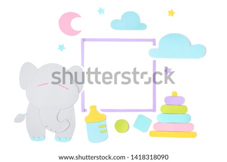 Baby frame paper cut on white background - isolated