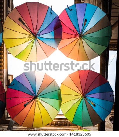 Colorful umbrellas in the sky 