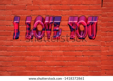
i love you latter, love massage, on red wall background