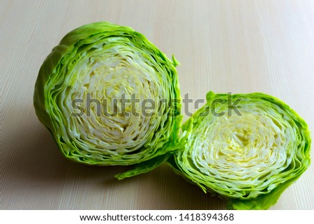 Chopped cabbage with patterns of layers.