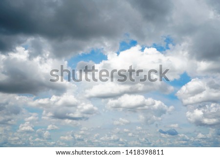 Rainy sky blue color background or atmosphere backdrop, dark cloud but fresh air, Oxygen in daylight.