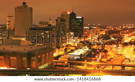 A Night view of Memphis, Tennessee city center