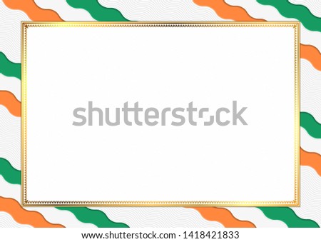 Border made with Ireland national colors. Template elements for your certificate and diploma. Horizontal orientation. Vector