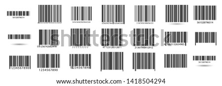 Business barcodes vector set. Black striped code for digital identification. Barcode label set vector.  A modern simple flat barcode. Marketing, the concept of the Internet. 