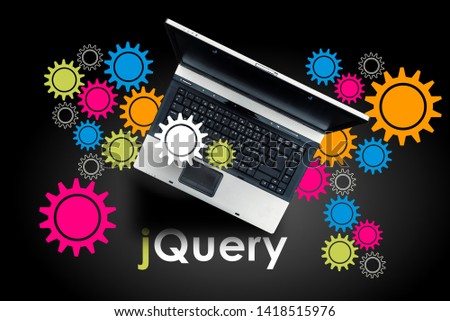 jQuery. Laptop on word jQuery