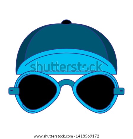 Fashion hat and sunglasses clothes isolated cartoon vector illustration graphic design