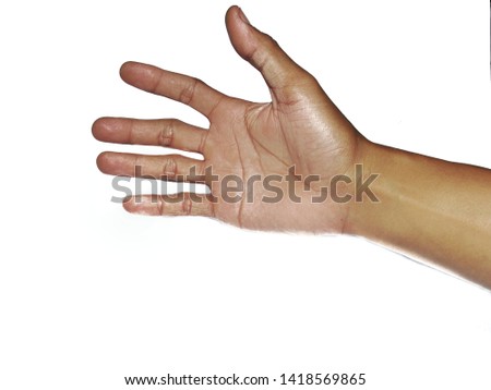 Male hand gesture isolated on white background