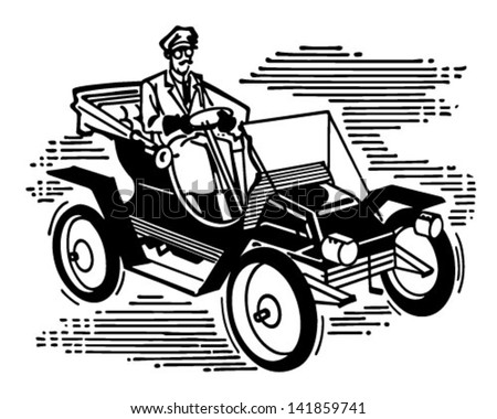 Old Fashioned Car - Retro Clip Art Illustration