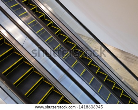 empty escalator in office building or shopping mall.
