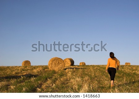 Woman running in the field