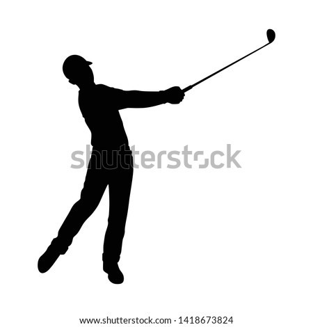 Golf player silhouette vector on white