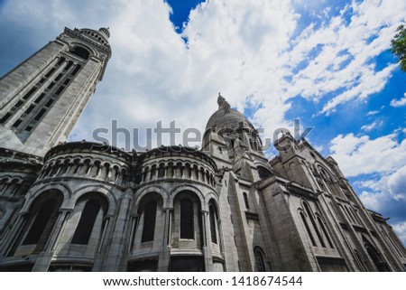 Old cathedral in France with a blue sky background