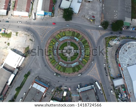 High angle shots from drones Nimit Circle in the heart of Phuket, Thailand