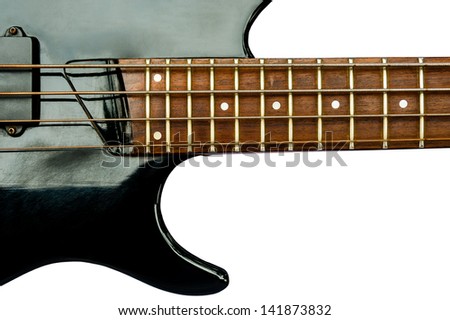 Vintage Electric Bass guitar isolated over a white background
