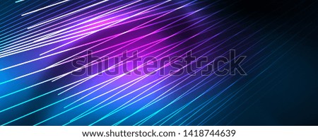 Neon blue glowing lines, magic energy space light concept, abstract background wallpaper design, vector illustration