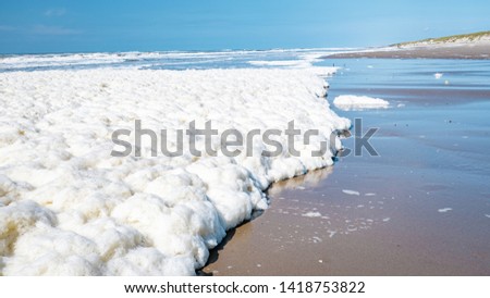 white foma on the beach of Texel Netherlands