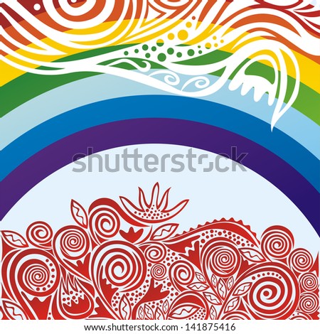 Landscape nature rainbow illustration