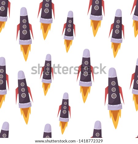 vector seamless pattern with rockets
