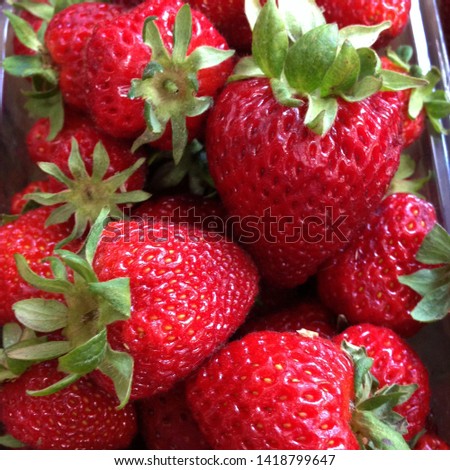Macro Photo of strawberry berry food. Texture pattern background of ripe juicy red strawberries. Image berries fresh strawberries